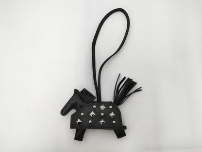 HERMES Rodeo Cool Anjo Milo Leather Studs Black/Silver K Stamp Charm