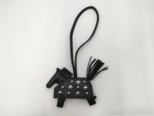 HERMES Rodeo Cool Anjo Milo Leather Studs Black/Silver K Stamp Charm