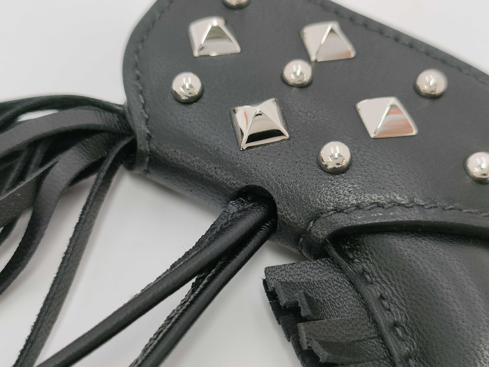 HERMES Rodeo Cool Anjo Milo Leather Studs Black/Silver K Stamp Charm