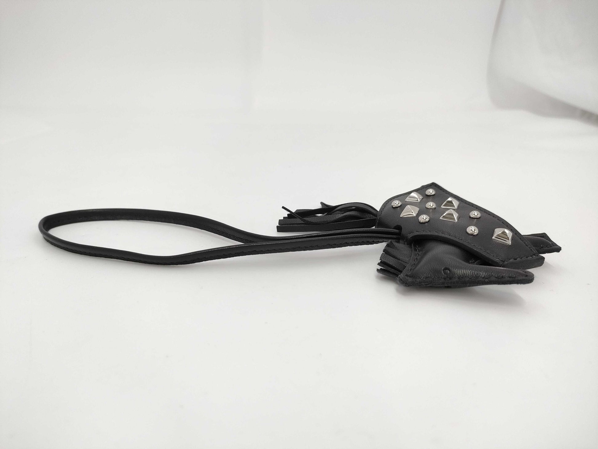 HERMES Rodeo Cool Anjo Milo Leather Studs Black/Silver K Stamp Charm