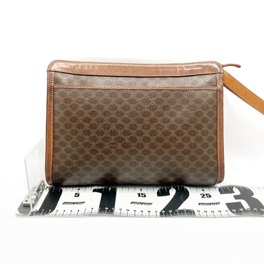 CELINE Macadam PVC Leather Clutch Bag Brown Clutch Bag