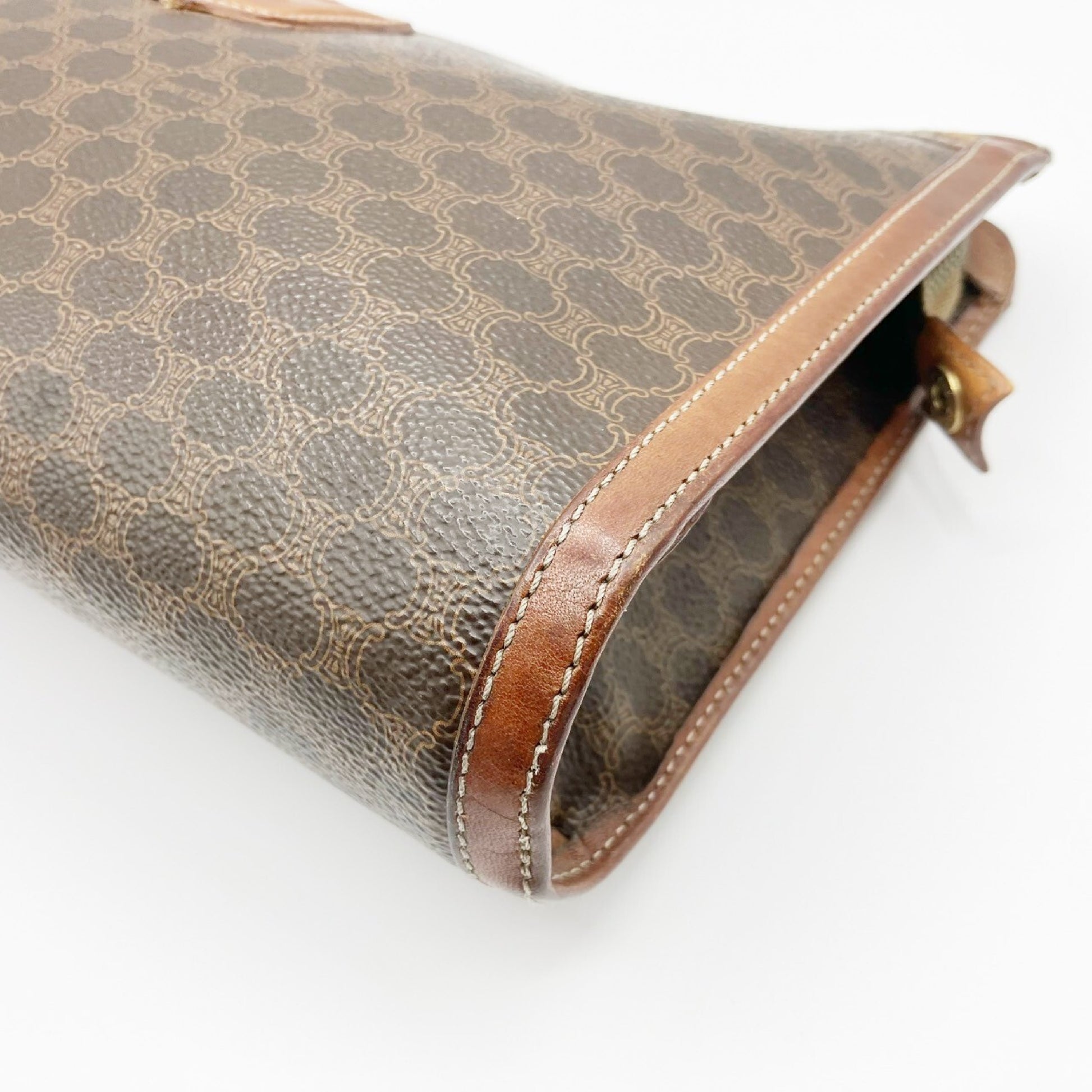 CELINE Macadam PVC Leather Clutch Bag Brown Clutch Bag