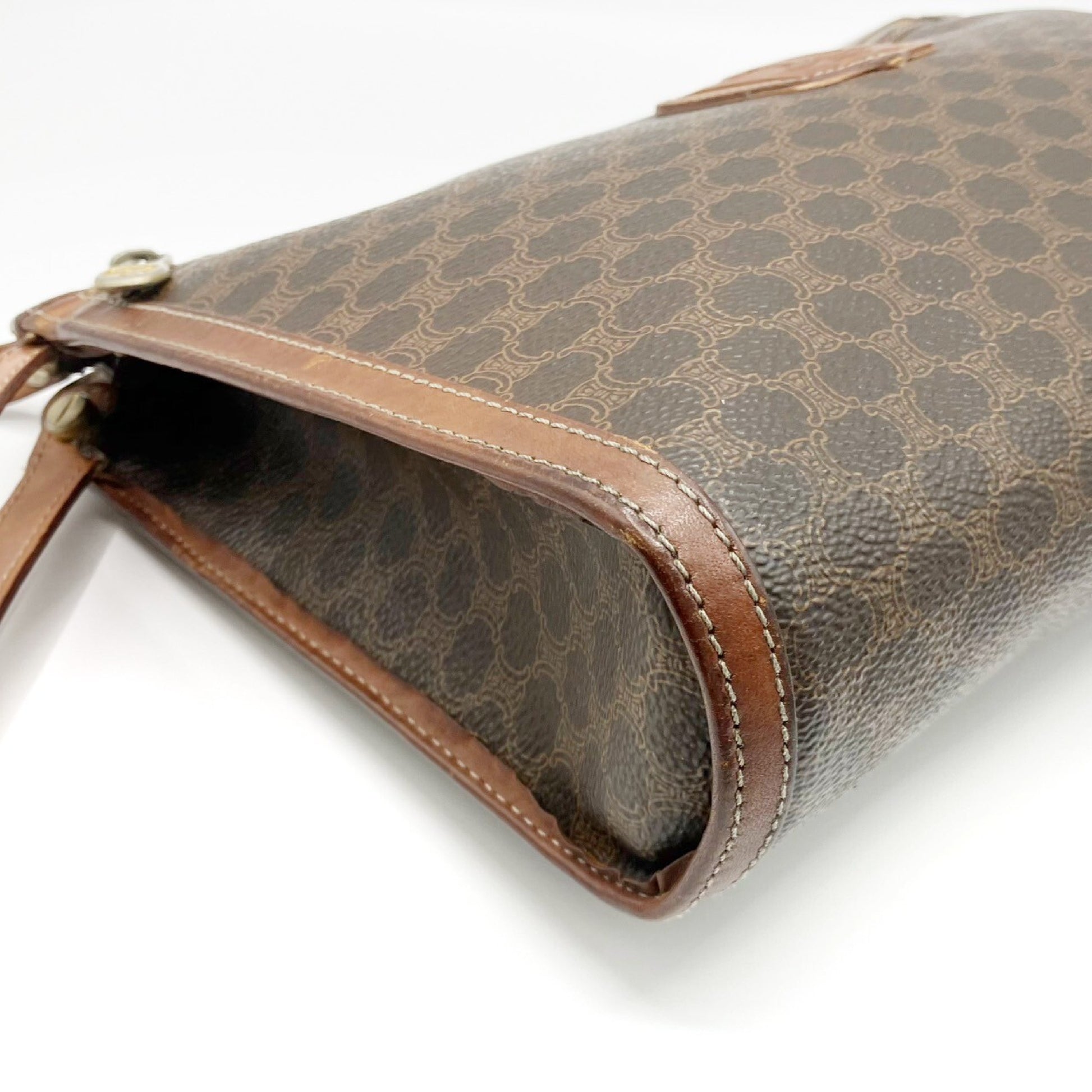 CELINE Macadam PVC Leather Clutch Bag Brown Clutch Bag