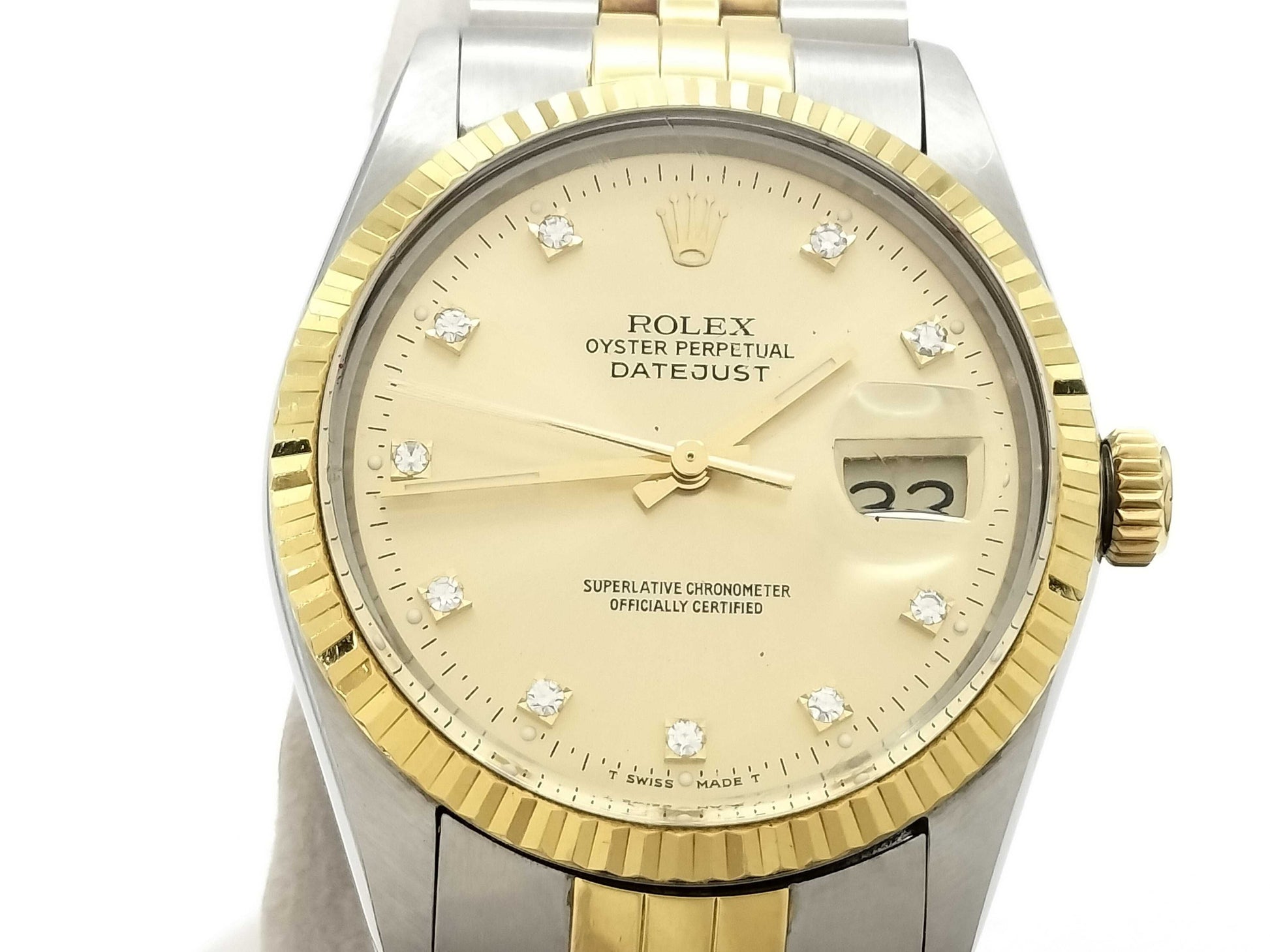ROLEX Datejust 16013G R330118 Champagne Dial Men's Watch