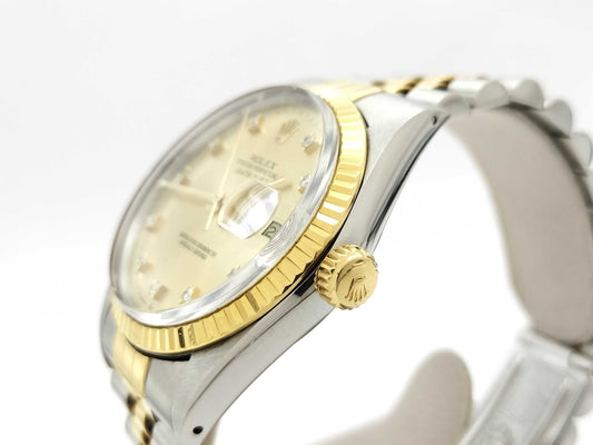 ROLEX Datejust 16013G R330118 Champagne Dial Men's Watch