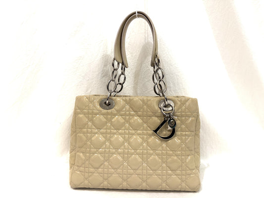 Dior Lady Cannage Enamel Patent Chain Tote Bag