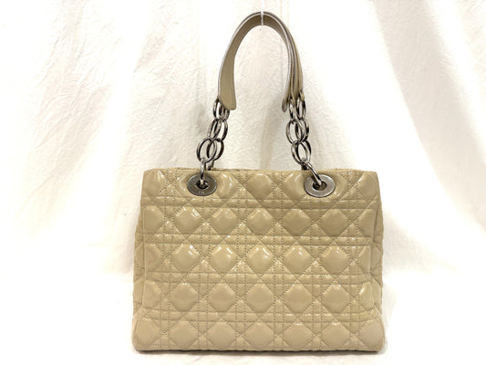 Dior Lady Cannage Enamel Patent Chain Tote Bag