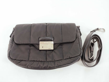 PRADA Nylon Prada Locking Hardware Nylon Shoulder Bag