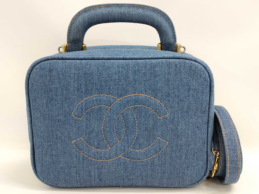 CHANEL Coco Mark Denim 2-Way Vanity Bag