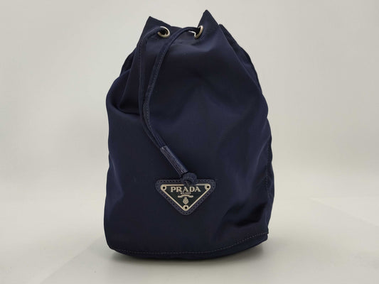 PRADA Drawstring Nylon Pouch Navy