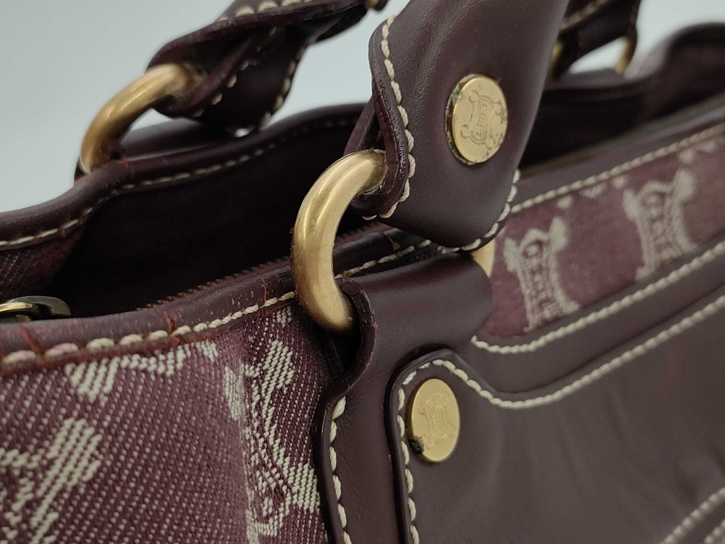 CELINE Paris Macadam Boogie Handbag Canvas Brown Handbag
