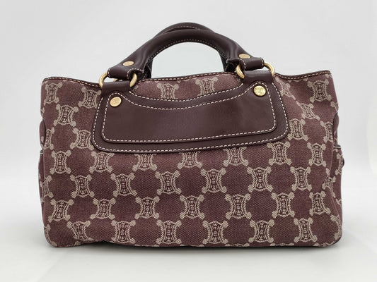 CELINE Paris Macadam Boogie Handbag Canvas Brown Handbag