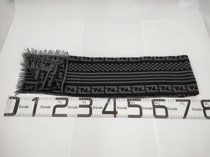 FENDI Zucca Striped Grey Scarf
