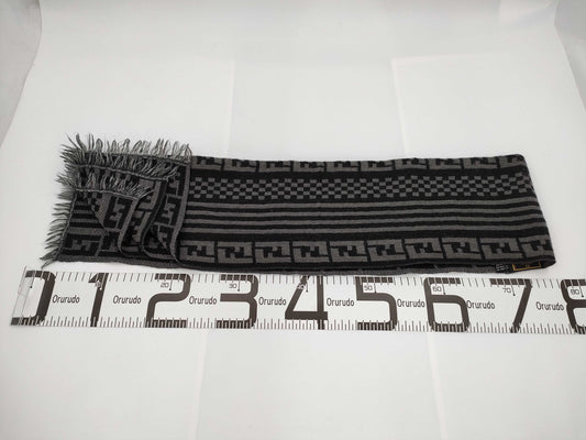 FENDI Zucca Striped Grey Scarf
