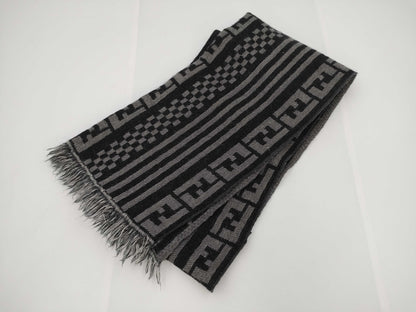 FENDI Zucca Striped Grey Scarf