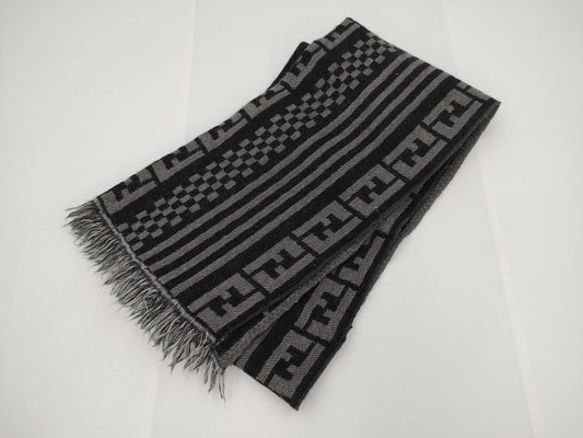 FENDI Zucca Striped Grey Scarf