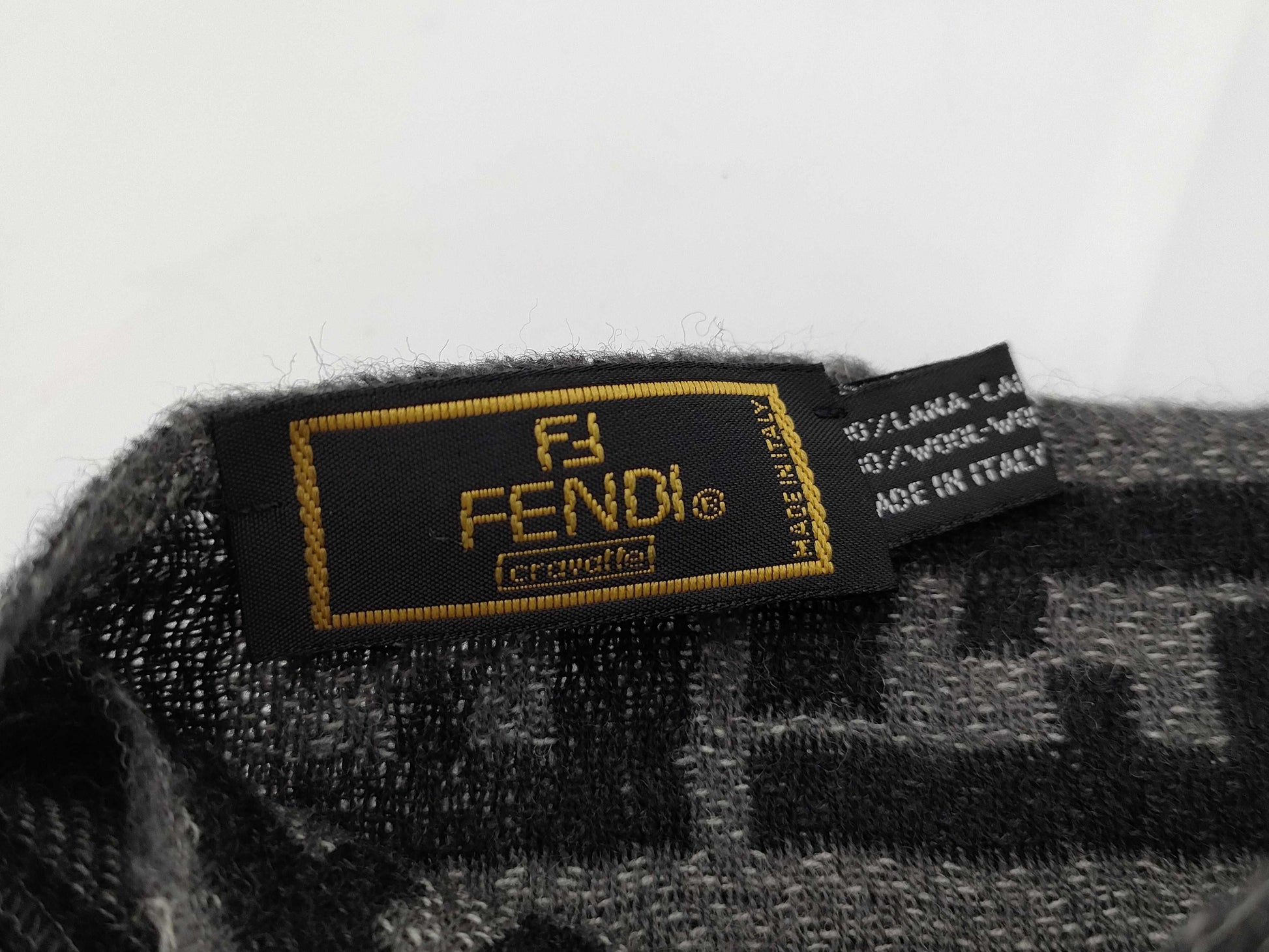 FENDI Zucca Striped Grey Scarf