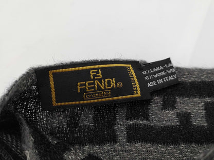 FENDI Zucca Striped Grey Scarf
