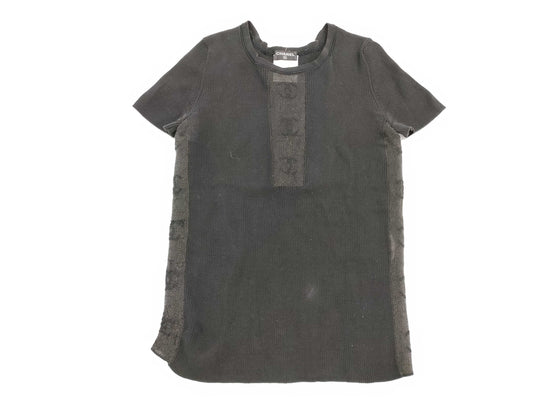 CHANEL 03C P20589V01229 Coco Mark T-shirt, see-through, black, size 36