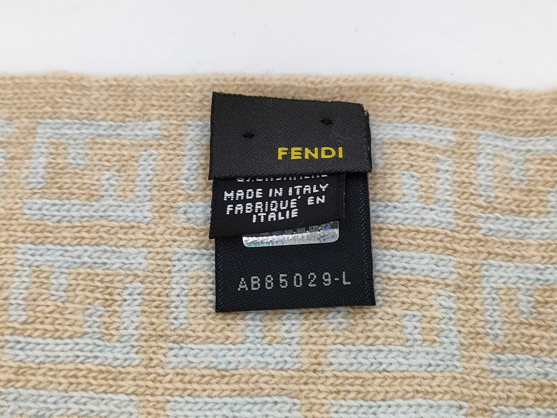 FENDI Zucca Knit Scarf Gray Yellow Scarf