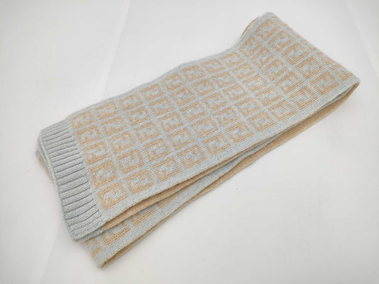 FENDI Zucca Knit Scarf Gray Yellow Scarf
