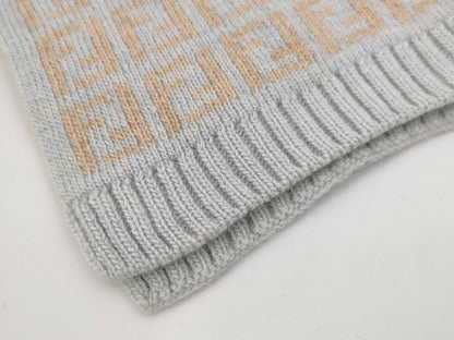 FENDI Zucca Knit Scarf Gray Yellow Scarf