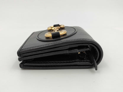 GUCCI 621887 Horsebit Bifold Wallet in Black Leather
