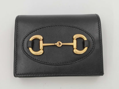 GUCCI 621887 Horsebit Bifold Wallet in Black Leather