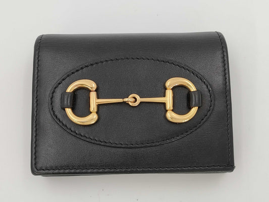GUCCI 621887 Horsebit Bifold Wallet in Black Leather