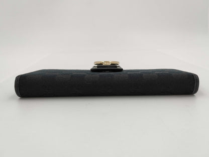 GUCCI 141412 Abby GG Canvas Long Wallet Black Wallet