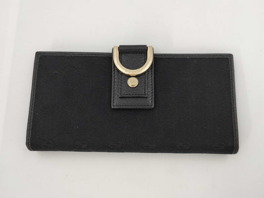 GUCCI 141412 Abby GG Canvas Long Wallet Black Wallet