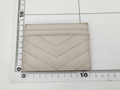 Yves Saint Laurent Paris Cassandra Card Case, V-Stitch Leather, White, Card Case, Pass Case, Business Card Case