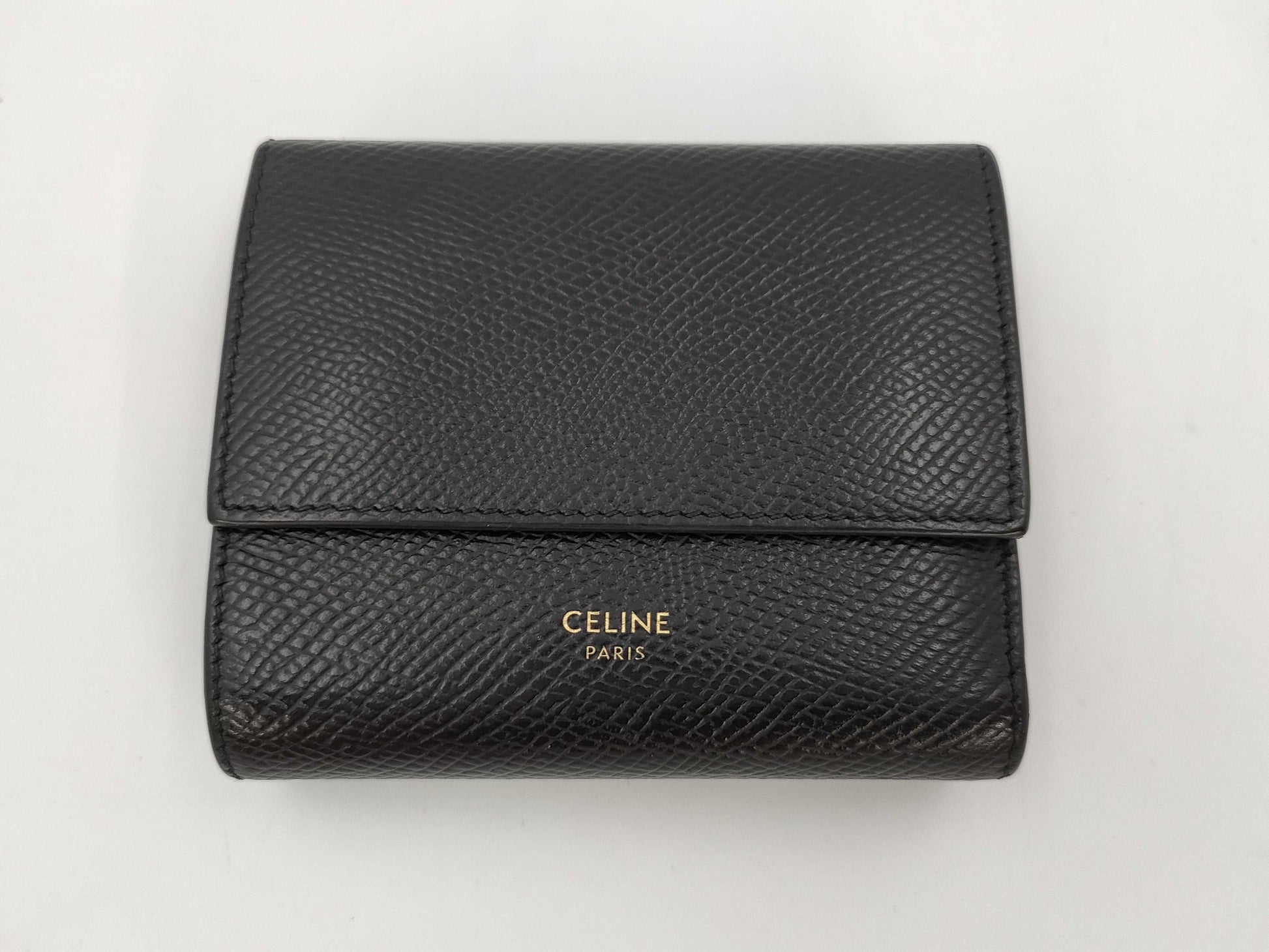 CELINE Logo Bifold Wallet Leather Black Wallet