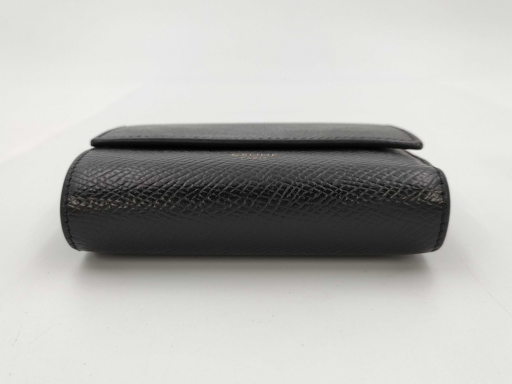 CELINE Logo Bifold Wallet Leather Black Wallet