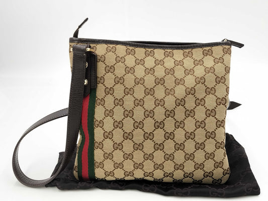 GUCCI GG Canvas Shoulder Bag with Dust Bag