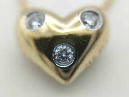 Tiffany & Co. Pinched Heart 3PD Yellow Gold 750 3.6g Necklace 