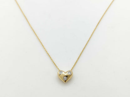 Tiffany & Co. Pinched Heart 3PD Yellow Gold 750 3.6g Necklace 