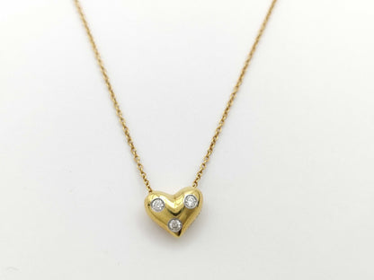 Tiffany & Co. Pinched Heart 3PD Yellow Gold 750 3.5g Necklace 