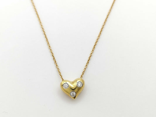 Tiffany & Co. Pinched Heart 3PD Yellow Gold 750 3.5g Necklace 