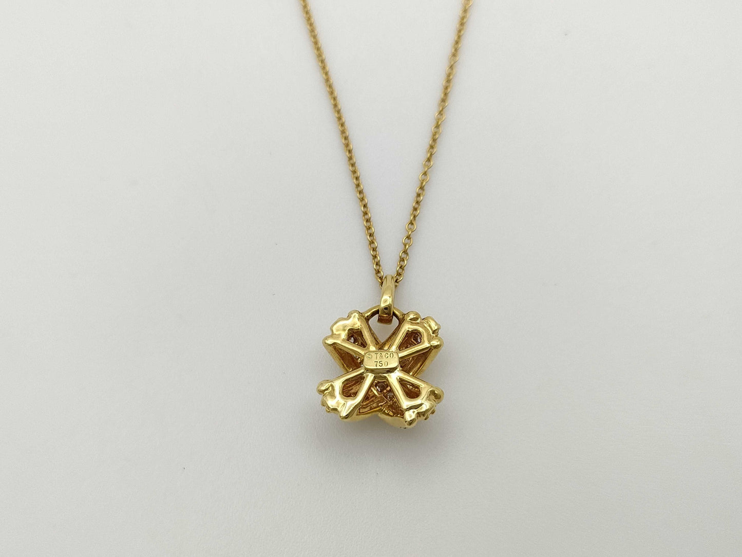 Tiffany & Co. Cross Stitch Signature Diamond Necklace in 750 Yellow Gold, 4.5g 