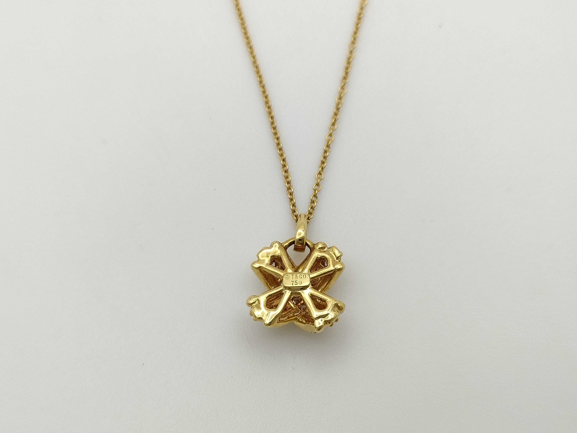Tiffany & Co. Cross Stitch Signature Diamond Necklace in 750 Yellow Gold, 4.5g 