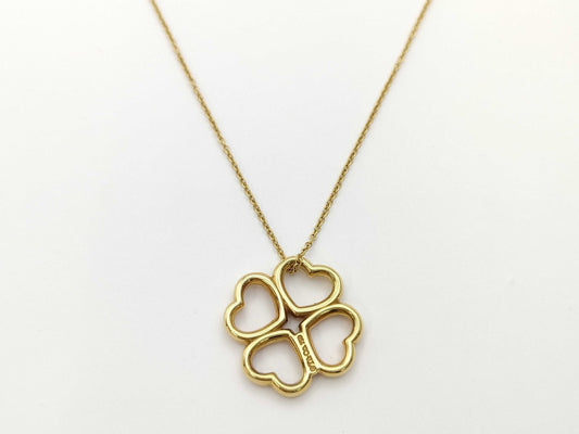 Tiffany & Co. Heart Clover Necklace in Yellow Gold 750, 6.6g 