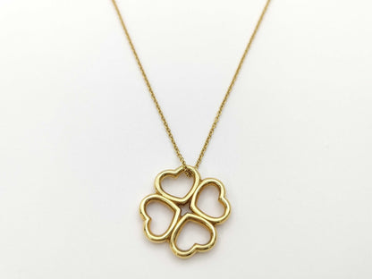 Tiffany & Co. Heart Clover Necklace in Yellow Gold 750, 6.6g 