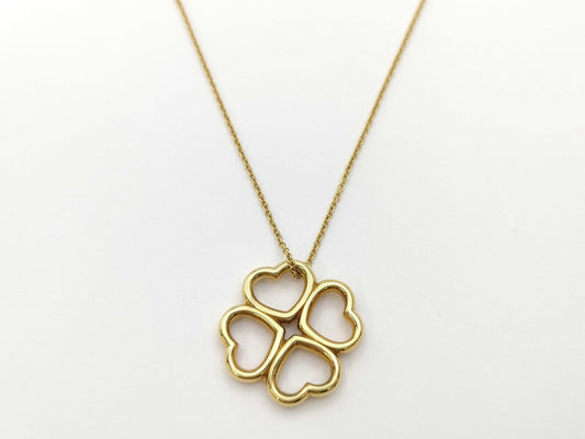 Tiffany & Co. Heart Clover Necklace in Yellow Gold 750, 6.6g 