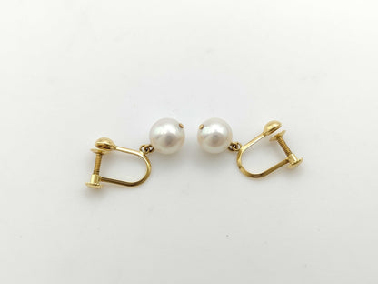 TASAKI Pearl Earrings, approx. 6.8mm diameter, 2.0g, 18K Gold 