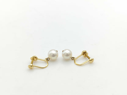 TASAKI Pearl Earrings, approx. 6.8mm diameter, 2.0g, 18K Gold 
