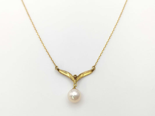 TASAKI Pearl Diameter Approx. 7.0mm Diamond K18 2.6g Necklace 