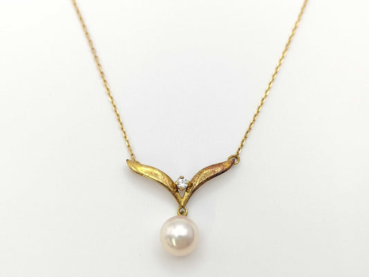 TASAKI Pearl Diameter Approx. 7.0mm Diamond K18 2.6g Necklace 