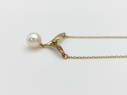 TASAKI Pearl Diameter Approx. 7.0mm Diamond K18 2.6g Necklace 
