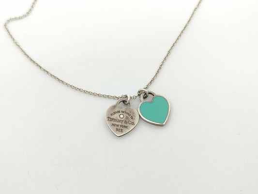 Tiffany & Co. Tiffany & Co. Mini Double Heart Tag Necklace in SV925, 2.8g